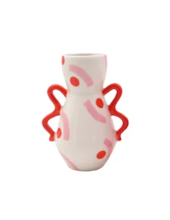 Qué Rico Soliflore Mini Vase - Red, Pink & White Hand-Painted Ceramic Home Décor