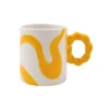 Qué Rico Tasse Expresso Jaune et Blanche – Céramique Artisanale Peinte à la Main