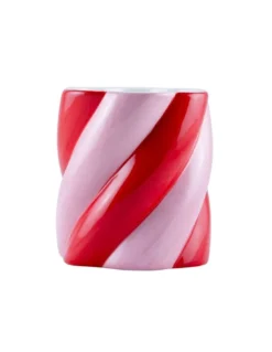 Vase Camilo Rose en Dolomite Rose et Bordeaux – Décoration Artisanale Peinte à la Main par Que Rico
