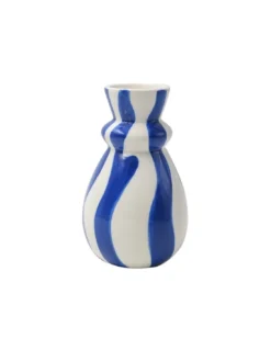 Que Rico Vase Carolina – Bold Blue Hand-Painted Dolomite with Raffia Detail