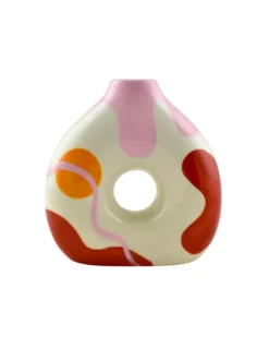 Vase en Céramique Catalina 'On Fuego' de Que Rico – Design Artisanal Rose et Rouge