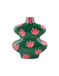 Vase Julia Que Rico Flower Fantasia Rose et Vert – Céramique Artisanale en Dolomite