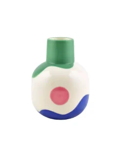 Vase en Céramique Rosita par Que Rico – Design Coloré Rose, Vert et Bleu Peint à la Main