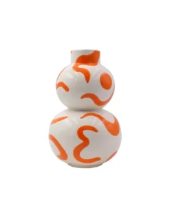 Vase Isla Sol Y Sombra Orange et Blanc – Céramique Artisanale Peinte à la Main par Que Rico