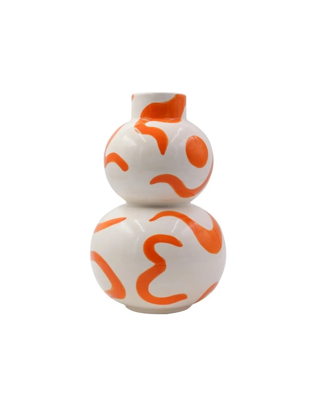Vase Isla Sol Y Sombra Orange et Blanc – Céramique Artisanale Peinte à la Main par Que Rico 1 Vase Isla Sol Y Sombra Orange et Blanc – Céramique Artisanale Peinte à la Main par Que Rico