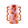 Vase Rodrigo Que Rico - Fuego Floral Orange et Rose - Céramique Peinte à la Main