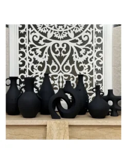 Vase Cirta Noir Maison Marmol – Décoration en Terre Cuite Artisanale Méditerranéenne -Jolie Bougies Soldes vase terre cuite cirta noir 2