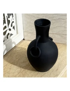 Vase Cirta Noir Maison Marmol – Décoration en Terre Cuite Artisanale Méditerranéenne -Jolie Bougies Soldes vase terre cuite cirta noir 3