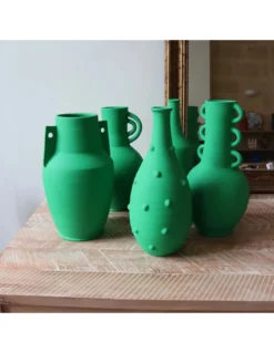 Vase Terre Cuite Timgad - Vert -Jolie Bougies Soldes vase terre cuite timgad vert 2